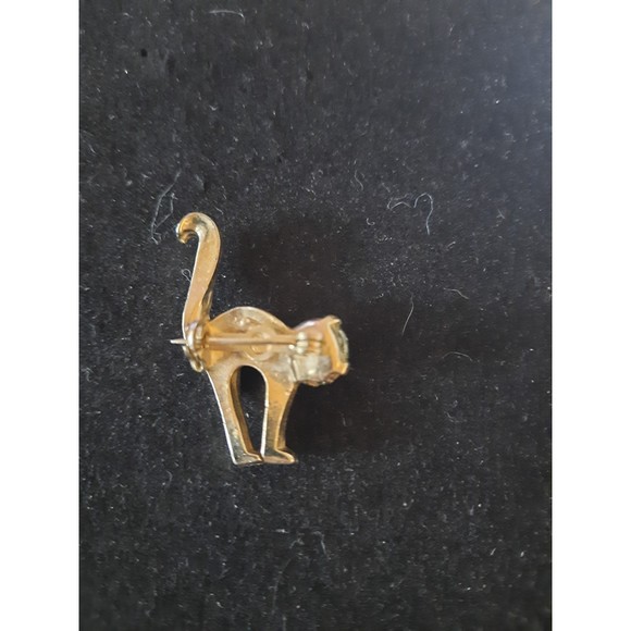 Vintage Cat Pin Arched Back Green Stone Head - Picture 6 of 7